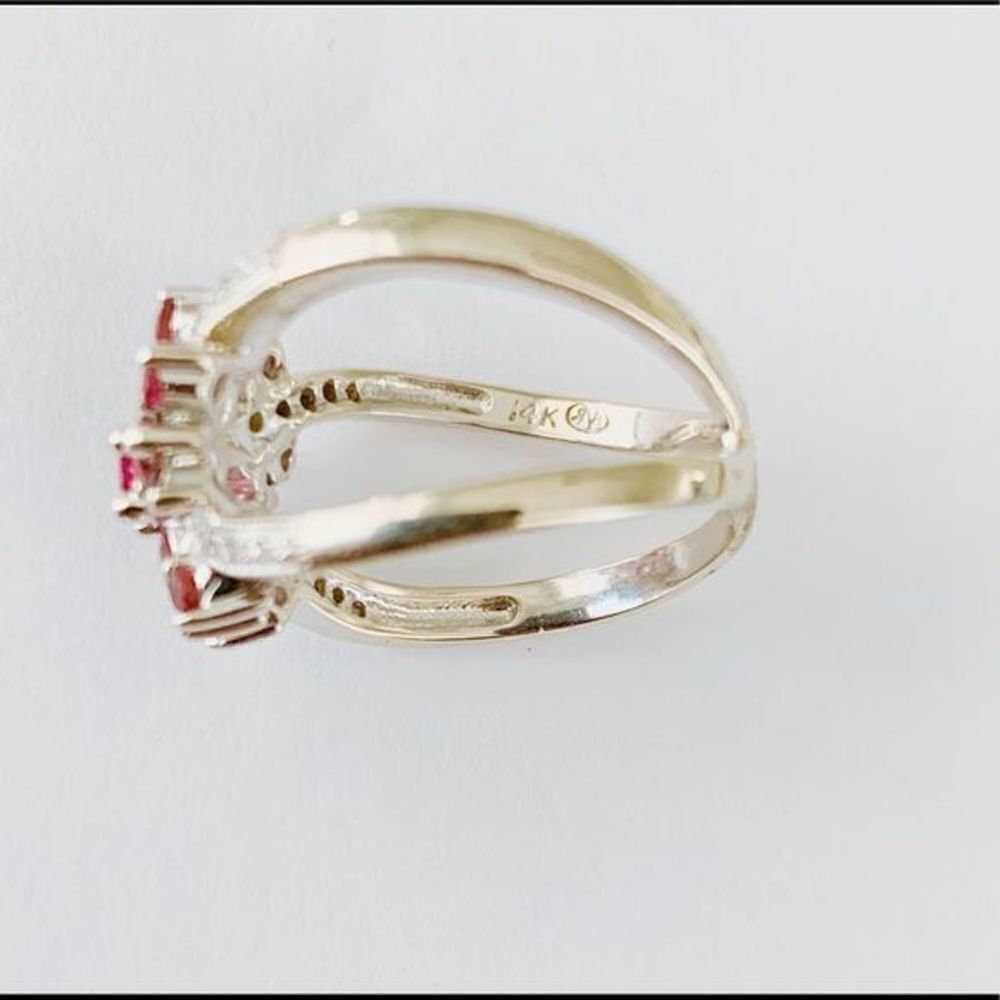 Tourmaline & Diamond Ring 14K White Gold, Unique Engagement / Anniversary Ring - Picture 13 of 15
